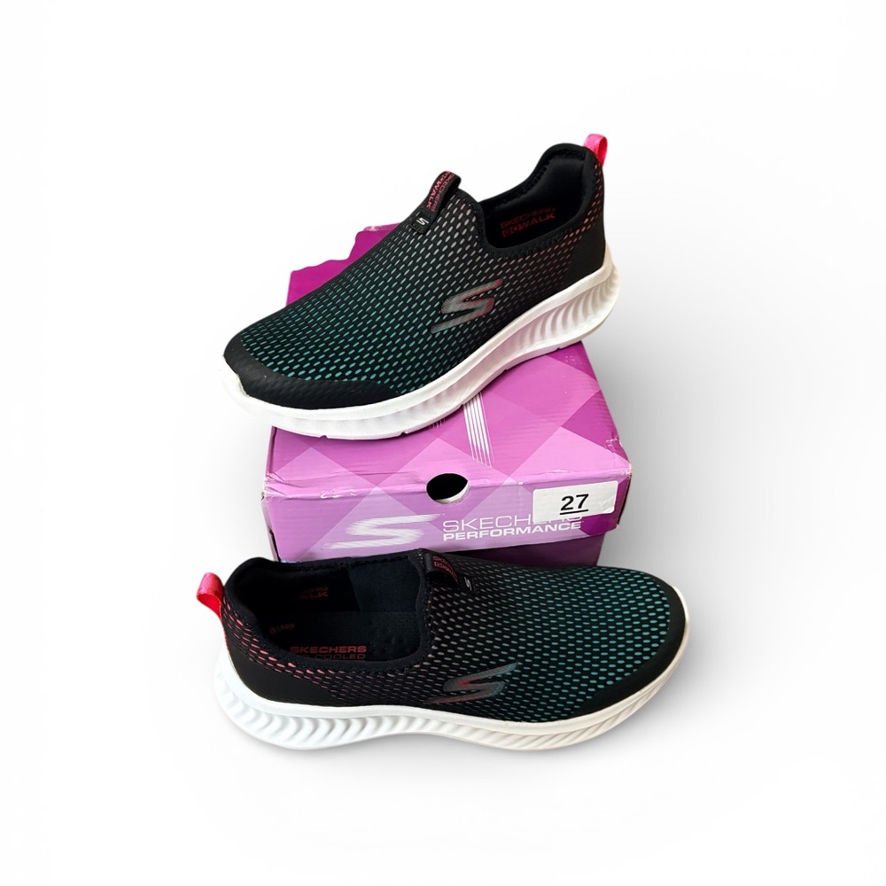 Skechers Women’s Black and Teal Performance Sneakers - Picture 2 of 3